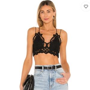 Free People Adela Chrochet Bralette in Black Festival Top
